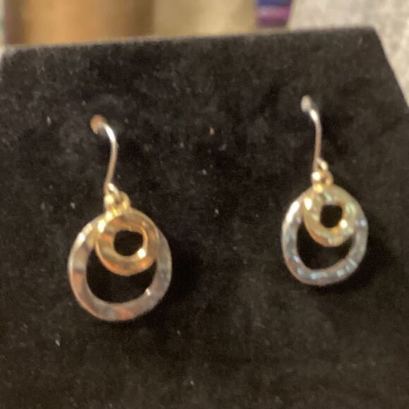 Hammered Goldtone and Silvertone Hoop Pierced Earrings - Picture 1 of 5
